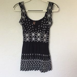 Language embroidered top